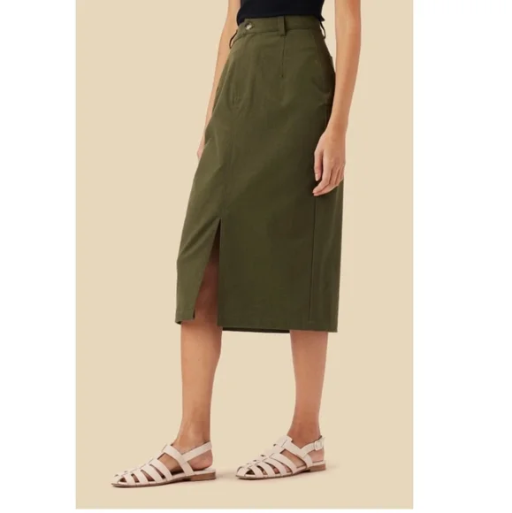 AMOUR VERT Lina Organic Cotton Skirt In Calla Green Size L - Picture 4 of 9